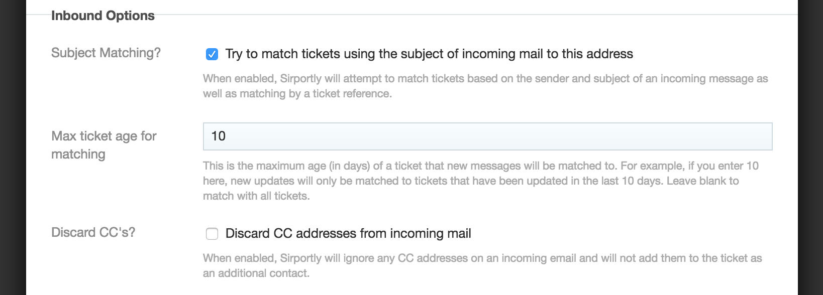 Max ticket age for matching