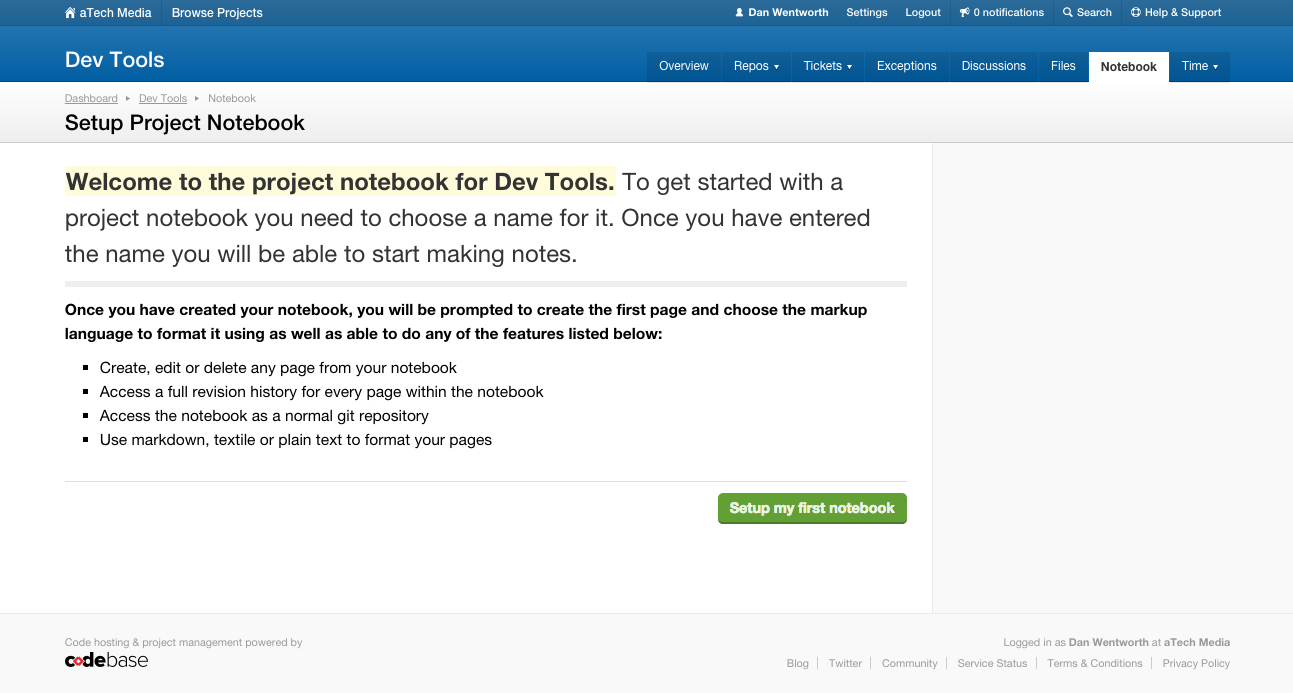 Notebook setup instructions