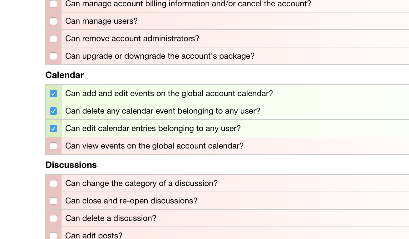 Role Management - Editing Calendar Permissions