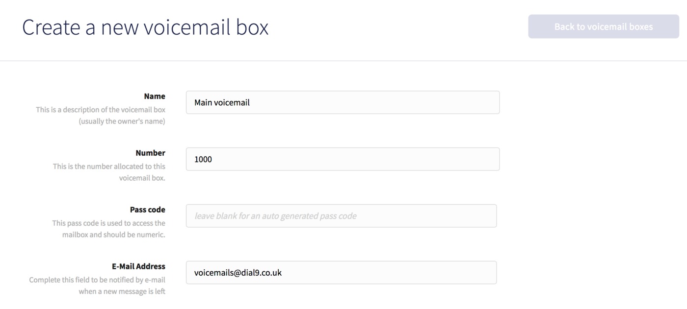 Voicemail box