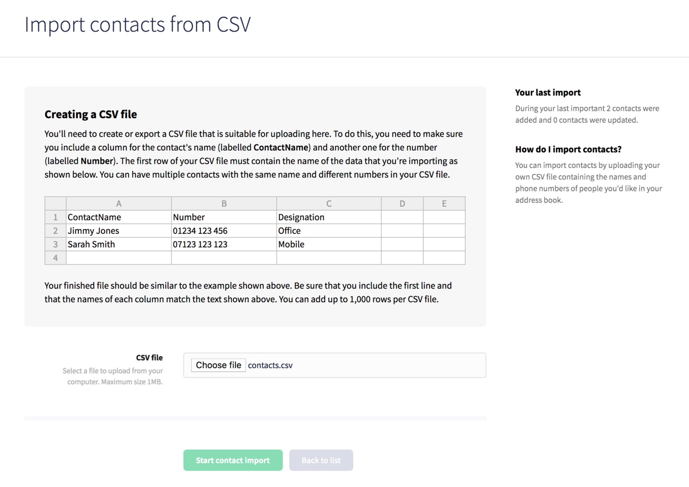 Import contacts